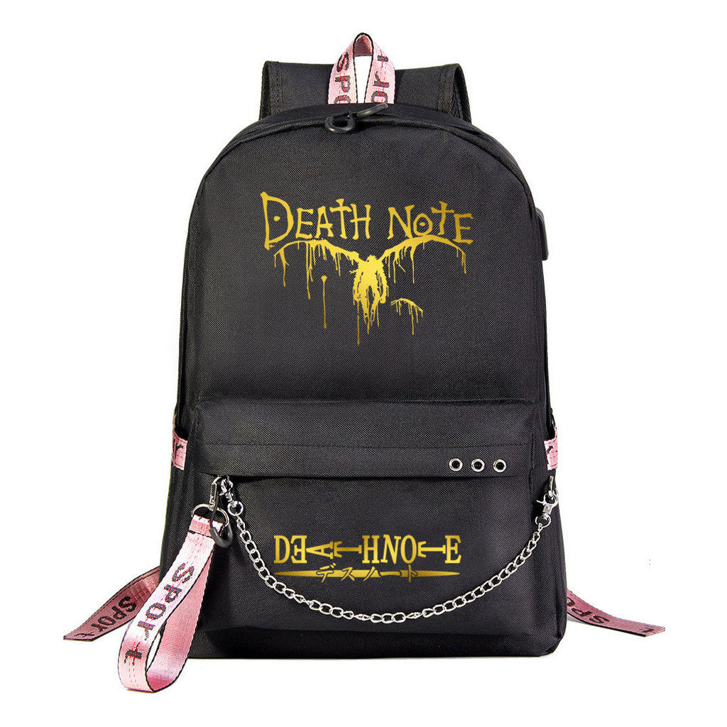 Golden Death Note Death God Usb Youth Student School Bag Leisure Travel Backpack
