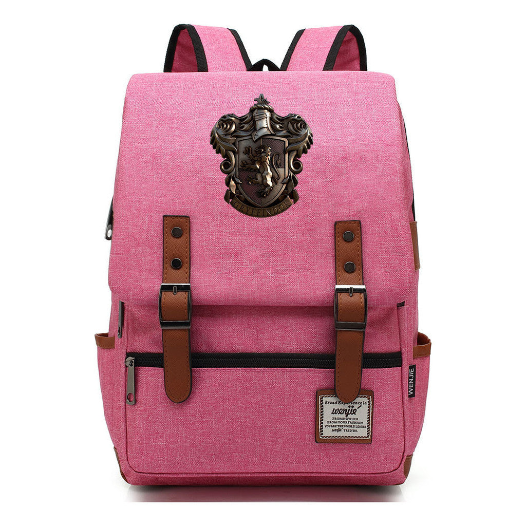 School Of Witchcraft And Wizardry Printed Youth Student Backpack For Men And Women, Casual Belt Buckle, Classic Backpack