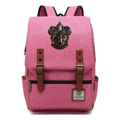 School Of Witchcraft And Wizardry Printed Youth Student Backpack For Men And Women, Casual Belt Buckle, Classic Backpack