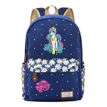 Pony Unicorn Youth Student School Bag Fragmented Canvas Girl Backpack