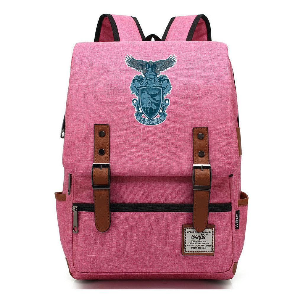 School Of Witchcraft And Wizardry Printed Student Backpack For Men And Women, Casual Belt Buckle, Classic Backpack