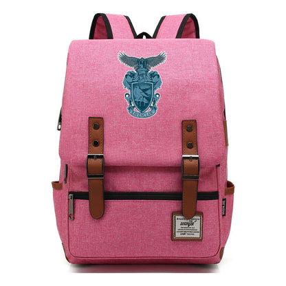 School Of Witchcraft And Wizardry Printed Student Backpack For Men And Women, Casual Belt Buckle, Classic Backpack