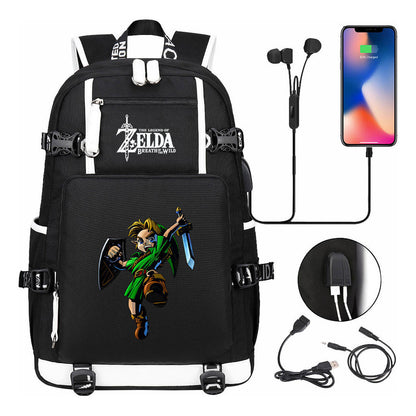Legend Of Zelda Usb Earphones, Youth Backpacks, Men's And Women's Leisure Travel Backpacks