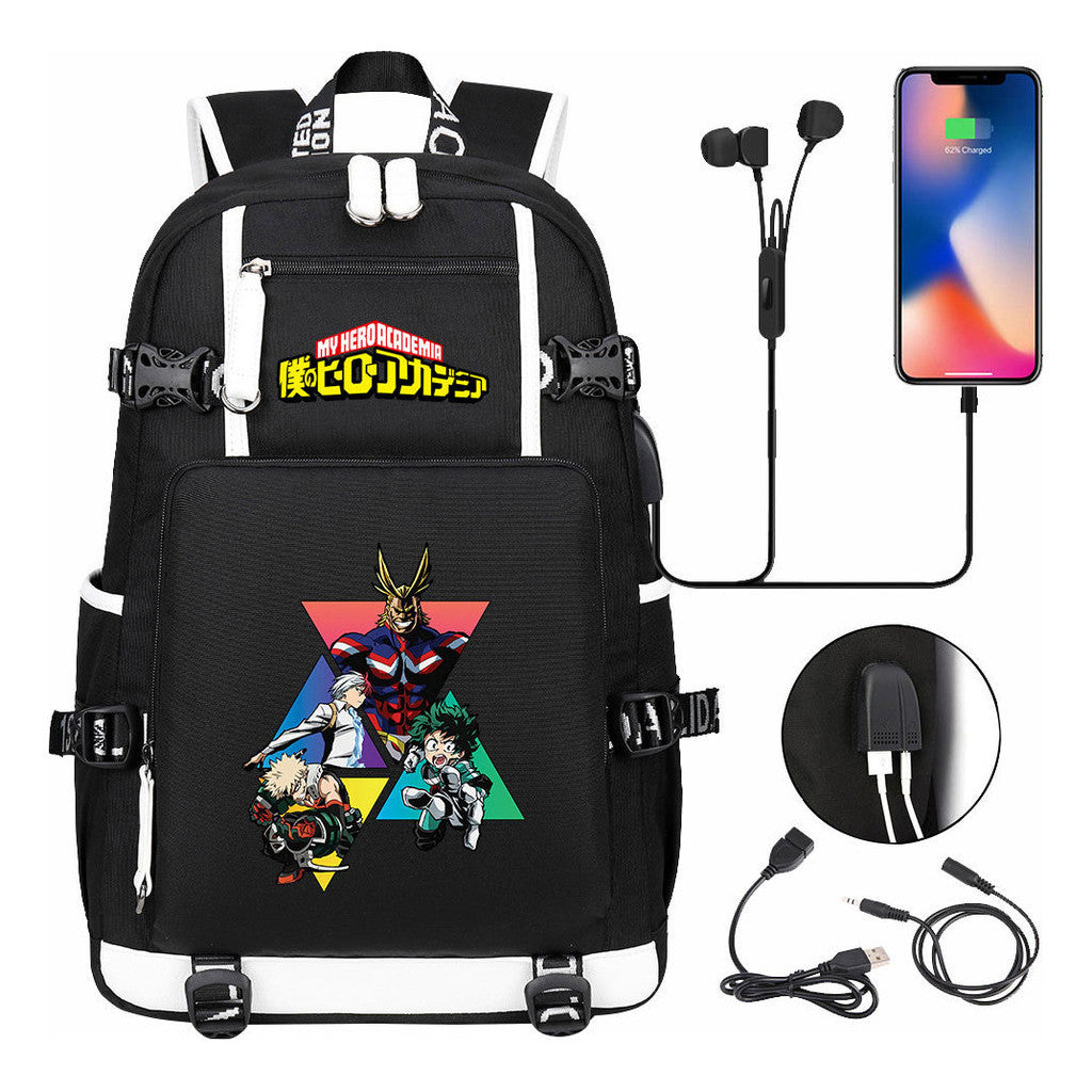 My Heroes Academy Usb Youth Student Backpack For Men And Women's Travel Backpacks