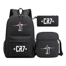 Sports star Cristiano Ronaldo printed youth student backpack 3-piece set for boys and girls backpack set