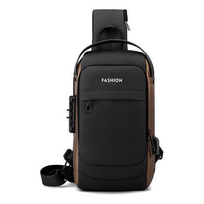 Usb Chest Bag Password Lock Men's Shoulder Bag Casual Sports Waist Bag Small Bag Multifunctional Crossbody Bag