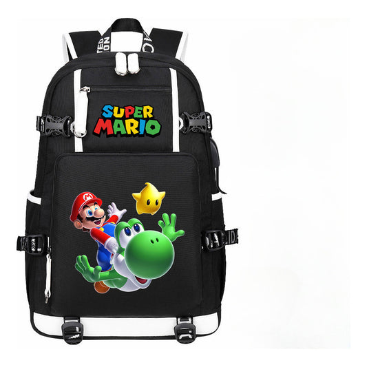Super Mario Printed Teenage Student Backpack With Large Capacity Leisure Travel Backpack