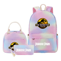 Jurassic Park Dinosaur Youth Student Girls School Bag Lunch Bag Three Piece Set Backpack Set