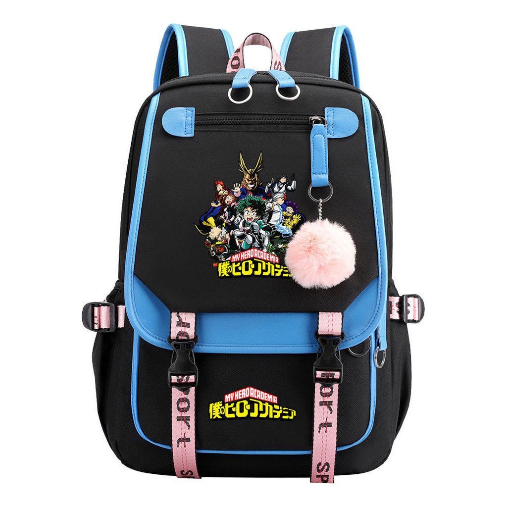 Comics My Heroes Academy Usb Youth Student Backpack Men's And Women's Leisure Ribbon Flip Backpack