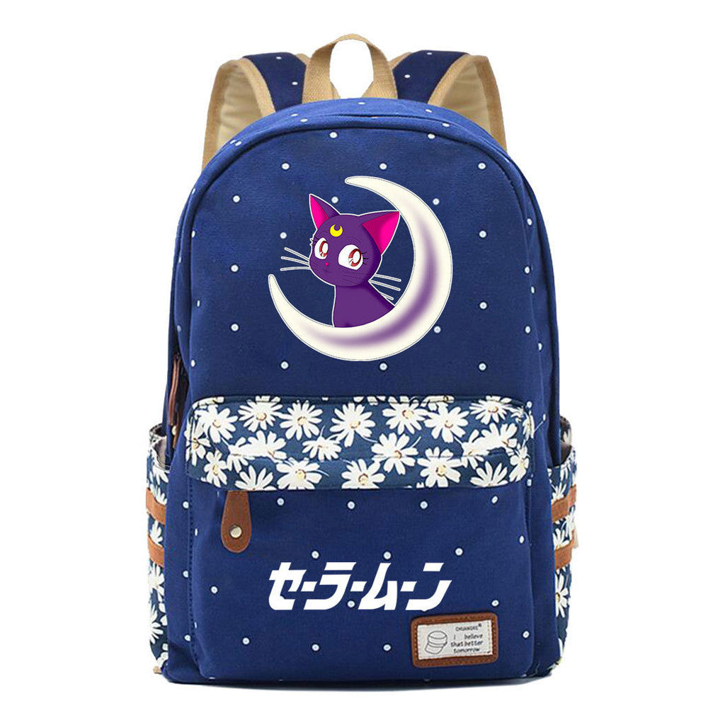 Anime Beauty Girl Warrior Student School Bag Fragmented Flower Boy's And Girl's Leisure Backpack