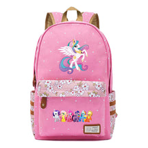 Pony Rainbow Unicorn Student School Bag Fragmented Canvas Girl Backpack