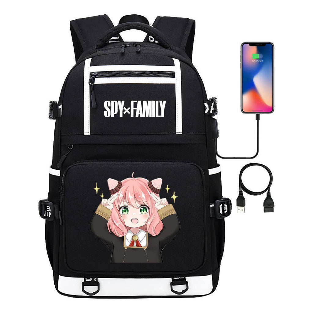 Printed Usb Youth Student Backpack Men's And Women's Backpack Leisure Travel Backpack