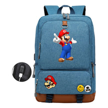 Super Mario Printed Usb Youth Student Backpack For Leisure Travel Backpack