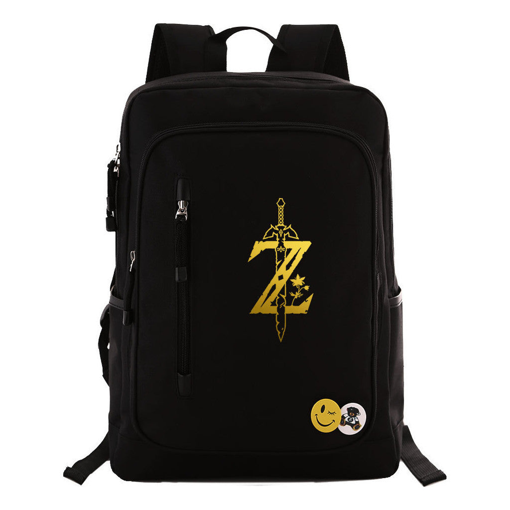 Golden Printed Youth Student Backpack For Men And Women's Leisure Travel Backpack
