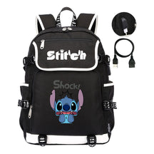 Anime Star Baby Stitch Printed Usb Youth Student Backpack For Men And Women's Leisure Travel Backpack
