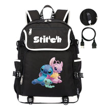 Anime Star Baby Stitch Printed Usb Youth Student Backpack For Men And Women's Leisure Travel Backpack