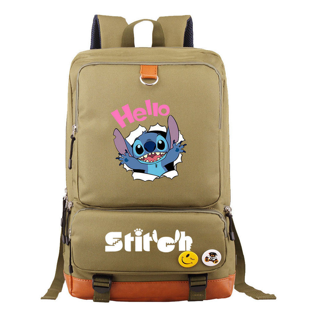 Anime Star Baby Stitch Printed Youth Student School Bag Travel Bag Backpack Travel Backpack