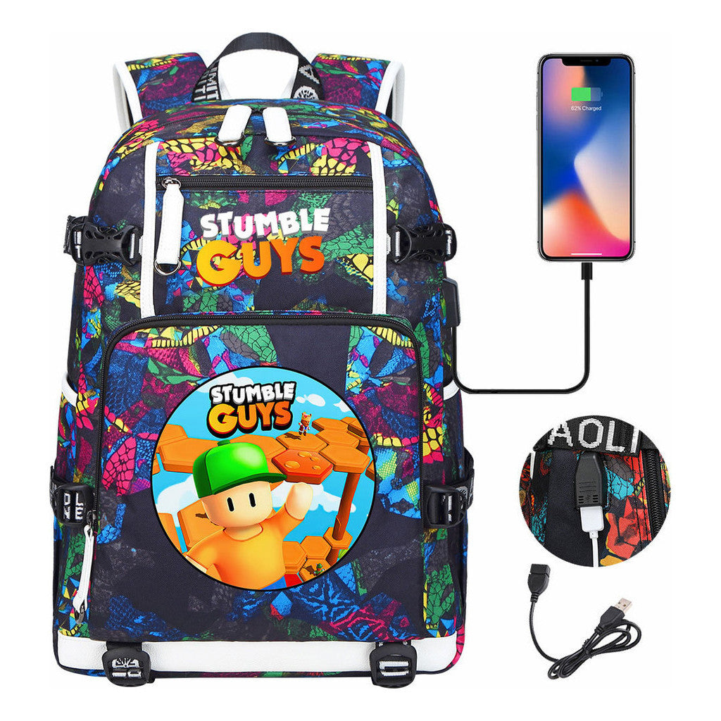 Usb Printed Student Backpack For Men And Women's Leisure Travel Backpack