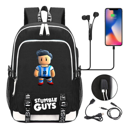 Printed Student Backpack Usb Men's And Women's Leisure Backpack