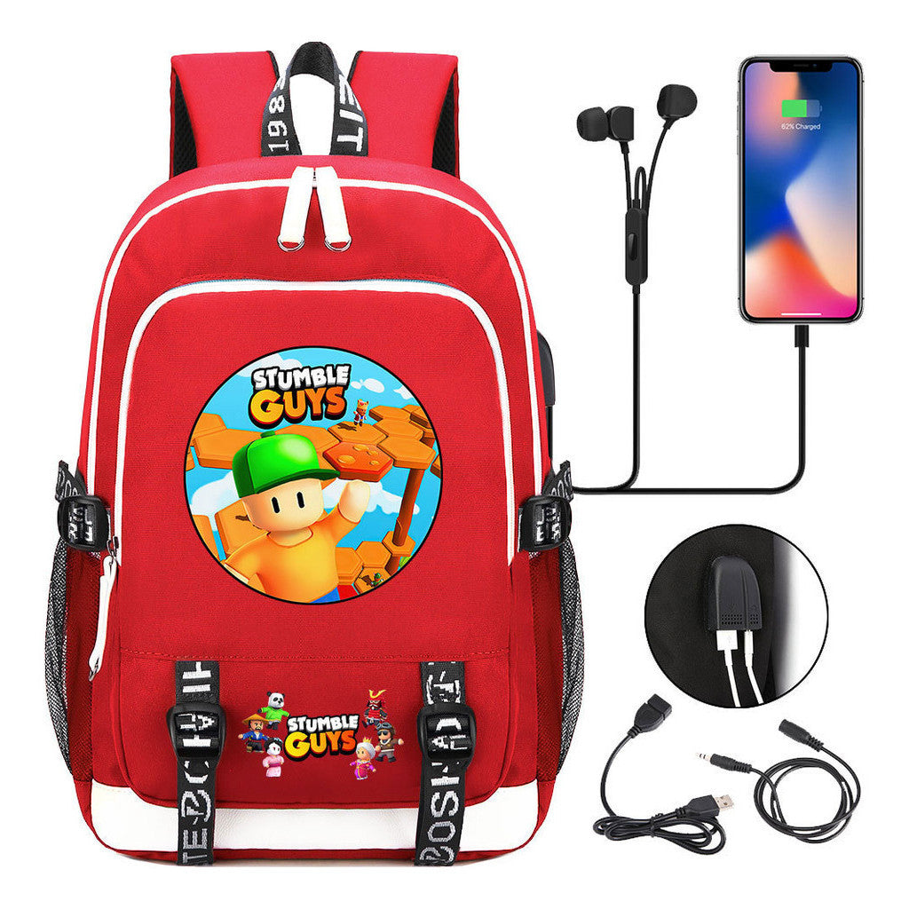 Printed Youth School Bag Usb Casual Backpack Travel Backpack