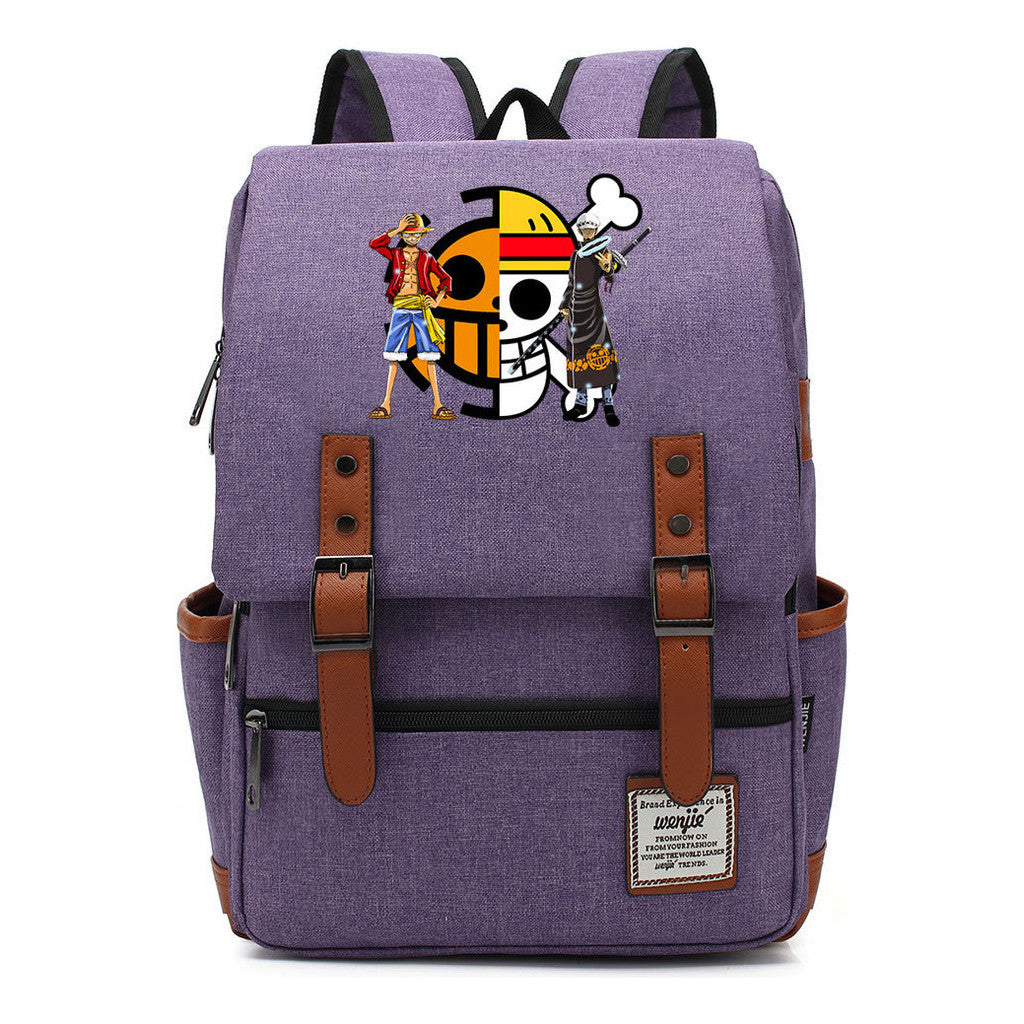 Anime Pirate King Luffy Printed Youth School Bag For Men And Women With Casual Belt Buckle Classic Backpack