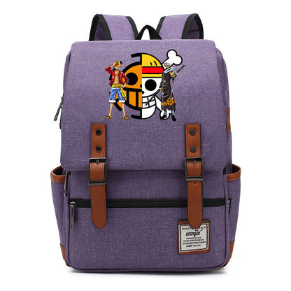 Anime Pirate King Luffy Printed Youth School Bag For Men And Women With Casual Belt Buckle Classic Backpack