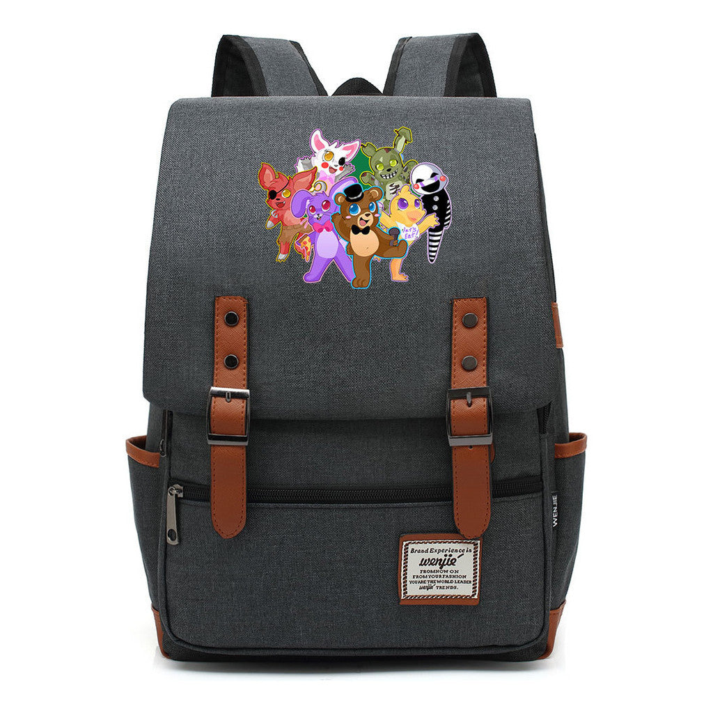 Toy Bear Printed Teenage Student Backpack For Men And Women, Casual Belt Buckle, Classic Backpack