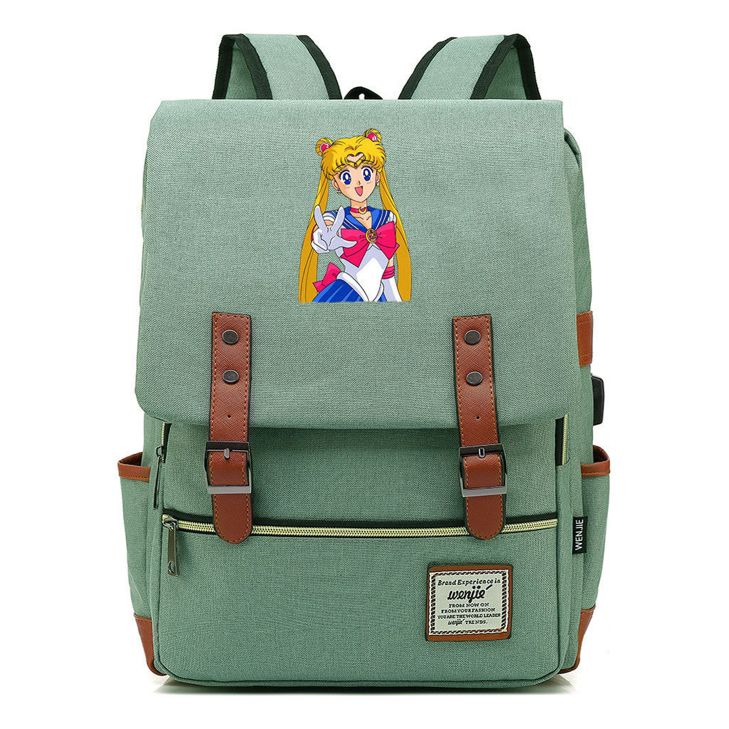 Anime Beauty Girl Warrior Youth Student School Bag Usb Men's And Women's Leisure Backpack