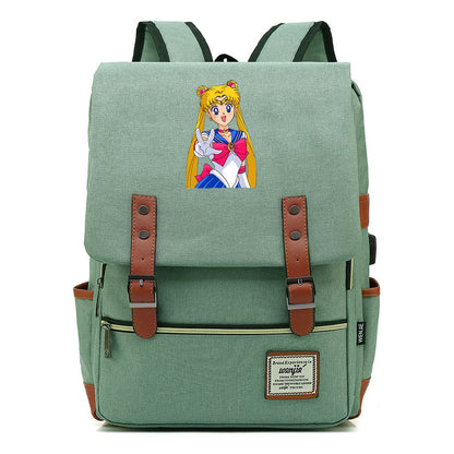 Anime Beauty Girl Warrior Youth Student School Bag Usb Men's And Women's Leisure Backpack