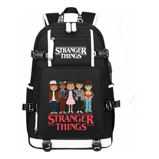 Strange Story Printed Usb Youth Student Backpack For Men And Women's Leisure Travel Backpack