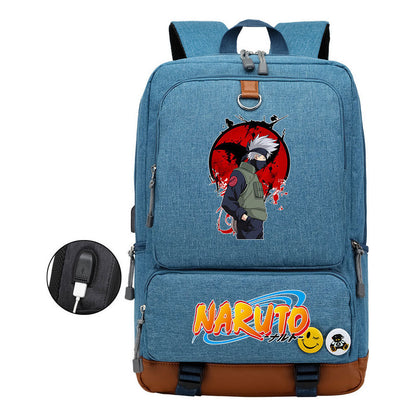 Naruto Print Usb Youth Backpack Leisure Travel Backpack