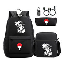 Naruto Usb Password Lock Student Backpack Three Piece Set Backpack Set