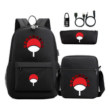 Naruto Usb Password Lock Youth Student Backpack Three Piece Set Backpack Set