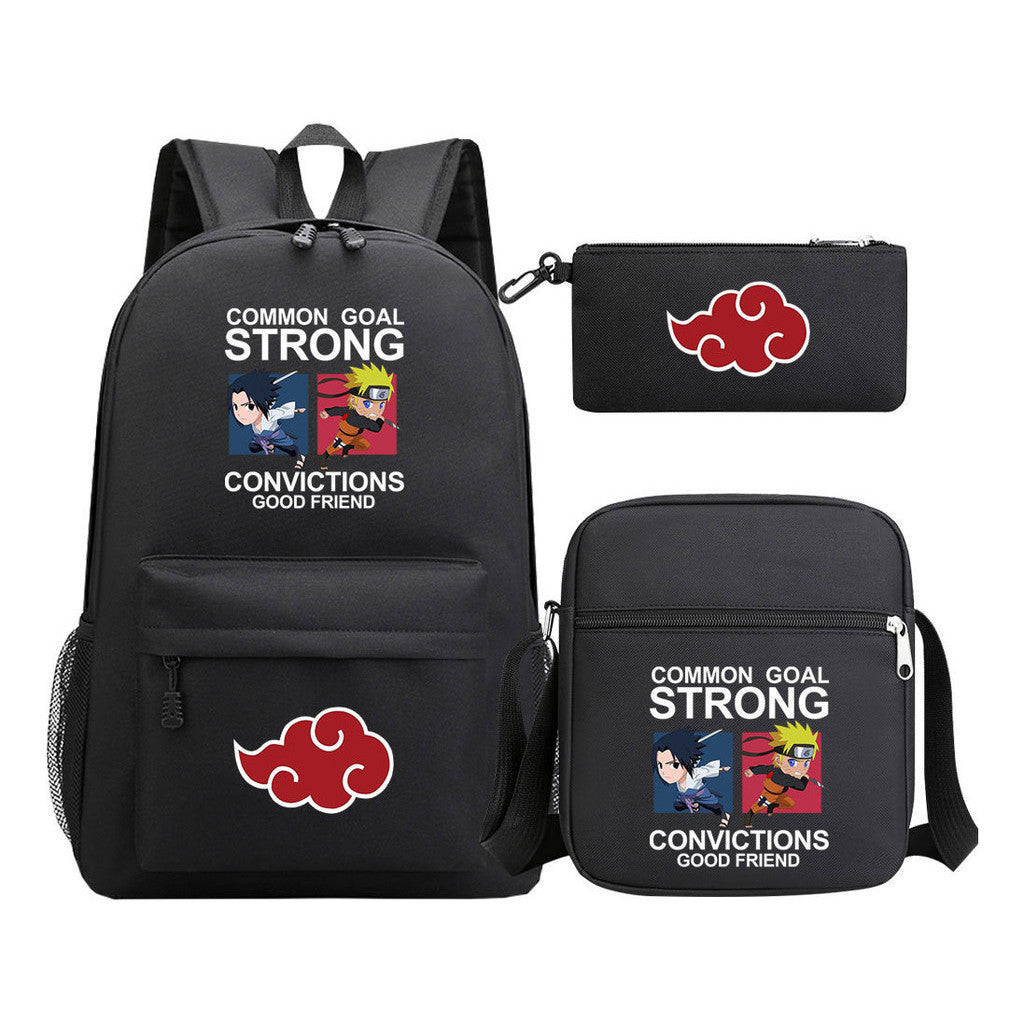 Anime Naruto Starry Sky Youth School Bag Three Piece Set For Boys And Girls Backpack Set