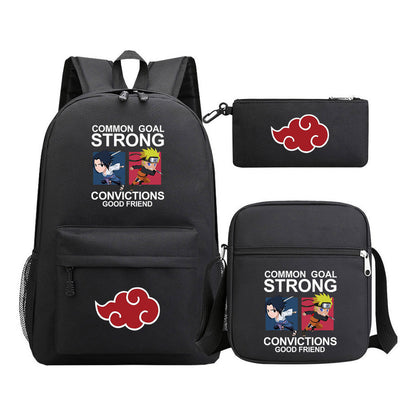 Anime Naruto Starry Sky Youth School Bag Three Piece Set For Boys And Girls Backpack Set