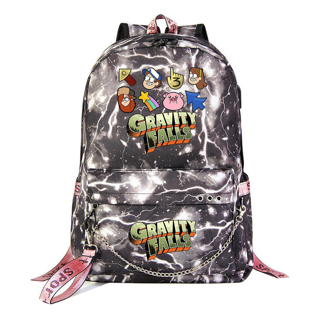 Cartoon Strange Town Youth Student School Bag Men's And Women's Leisure Travel Backpack