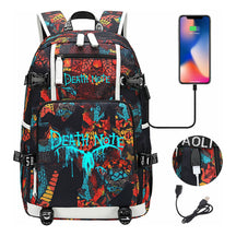 Blue Night Light Death Note Usb Youth Student School Bag Men's And Women's Leisure Travel Backpack