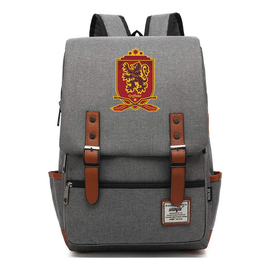 School Of Witchcraft And Wizardry Printed Youth Student Backpack For Men And Women, Casual Belt Buckle, Classic Backpack