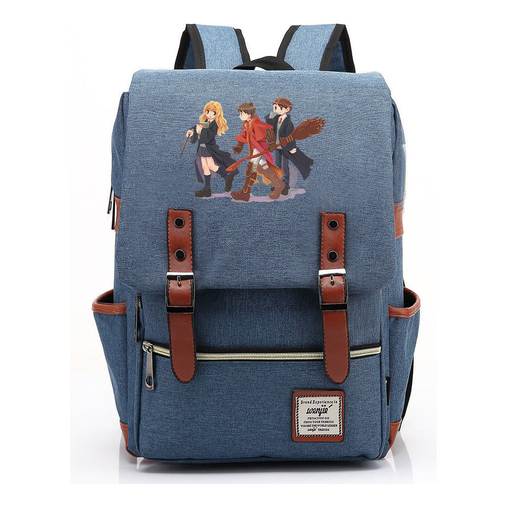 School Of Witchcraft And Wizardry Printed Youth Student School Bag Casual Belt Buckle Classic Backpack