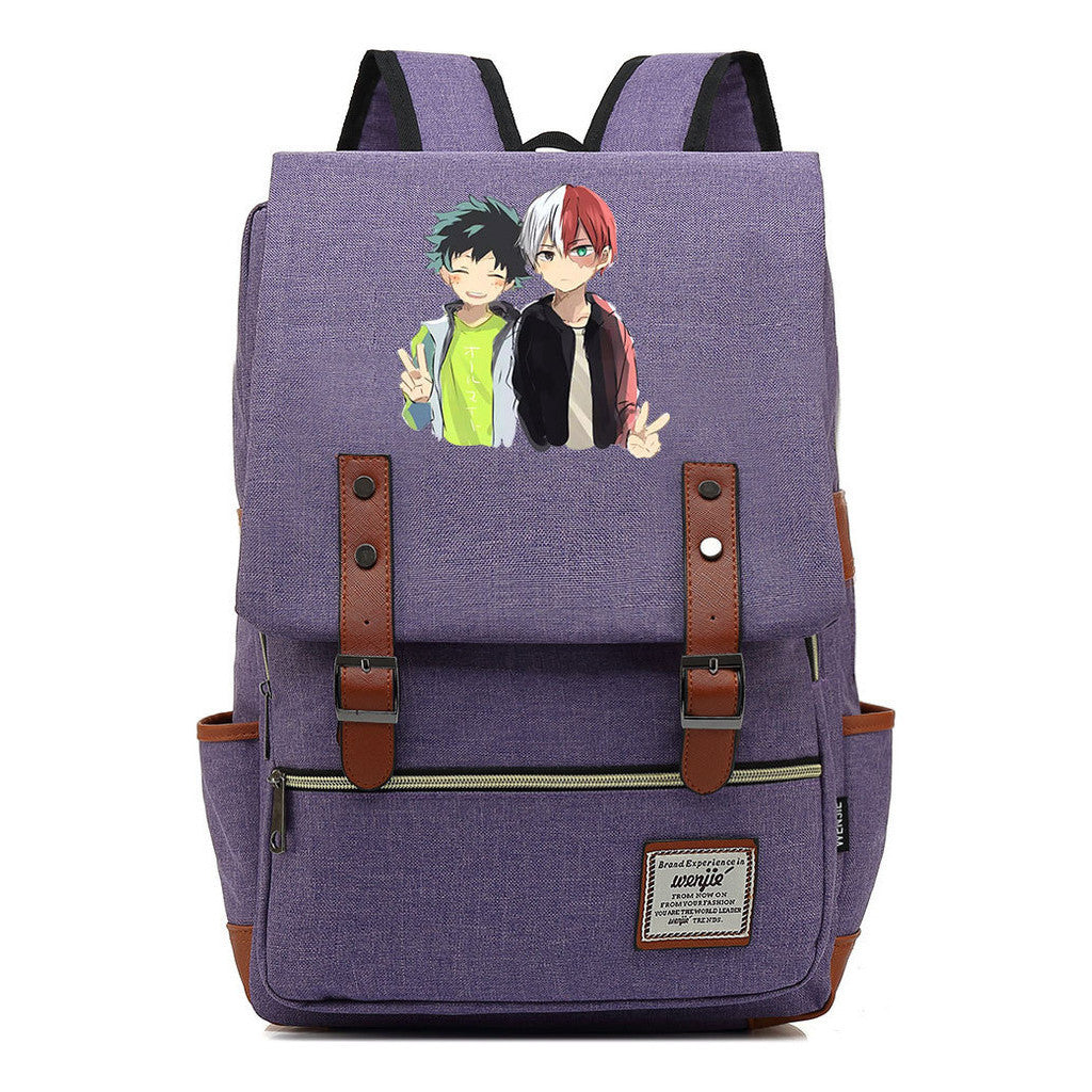 Anime My Heroes Academy Printed Youth Student School Bag Casual Belt Buckle Classic Backpack