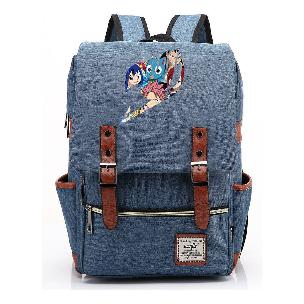 Printed Youth Student School Bag Casual Belt Buckle Classic Backpack