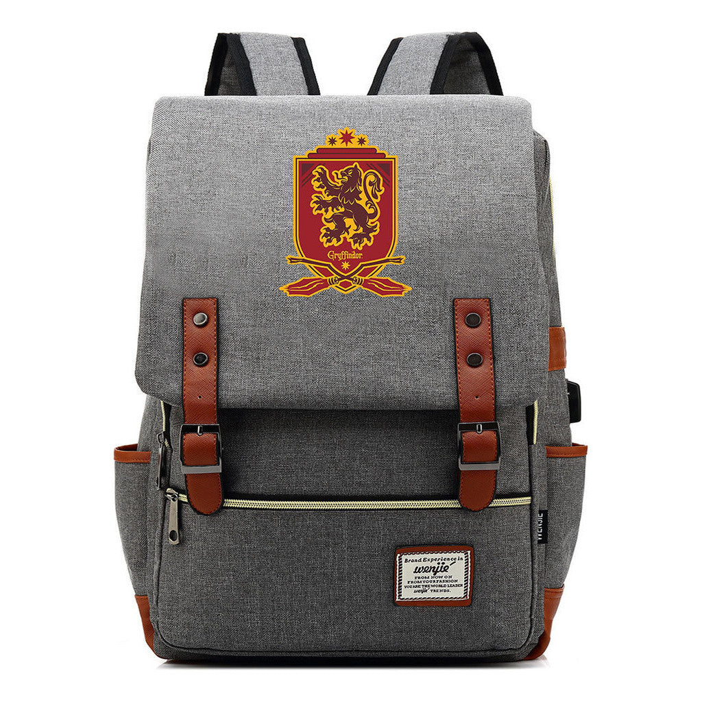 School Of Witchcraft And Wizardry Youth Backpack Usb Leisure Belt Buckle Backpack