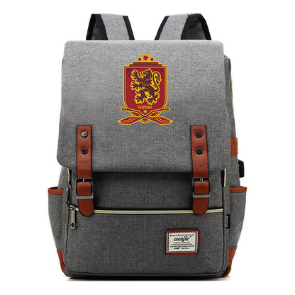 School Of Witchcraft And Wizardry Youth Backpack Usb Leisure Belt Buckle Backpack