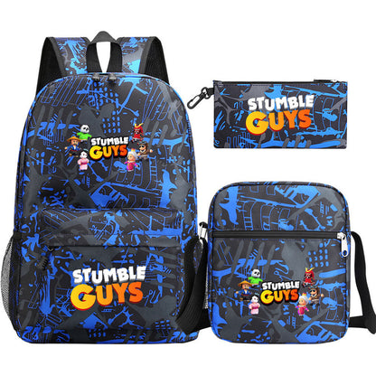 Three piece printed student backpack set for boys and girls, backpack set