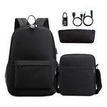 Usb Password Lock Youth Student Backpack Three Piece Set For Men And Women's Backpack Set