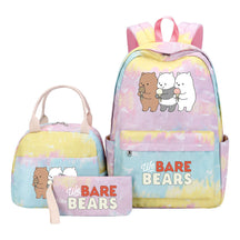 Cartoon Cute Three Bears Youth Student Girls School Bag Lunch Bag Three Piece Set Backpack Set