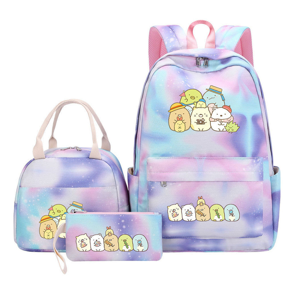Game Corner Biology Youth Student Girls School Bag Lunch Bag Three Piece Set Backpack Set