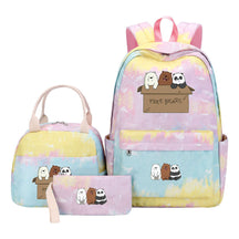 Cartoon Cute Three Cheap Bears Youth Student Girls School Bag Lunch Bag Three Piece Set Backpack Set