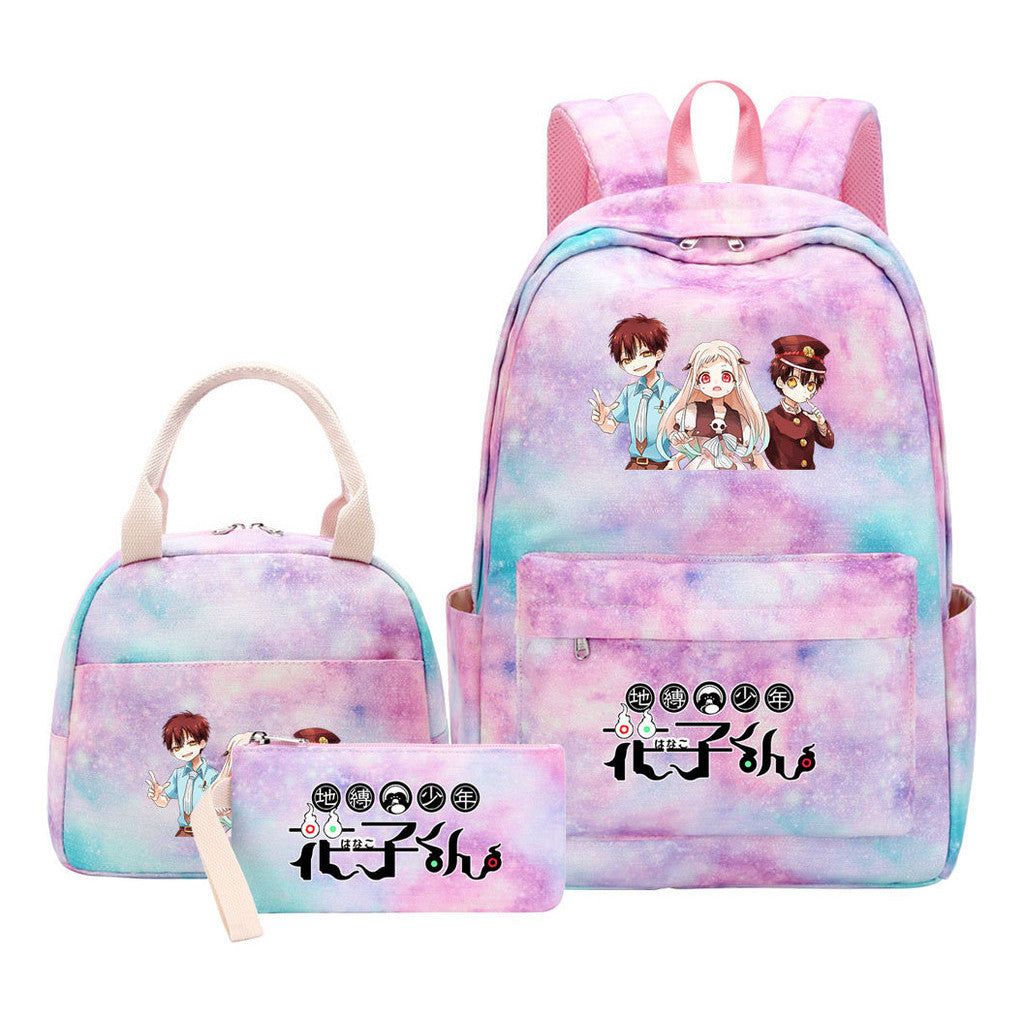 Ground Bound Youth Huazijun Student Girls School Bag Lunch Bag Three Piece Set Backpack Set