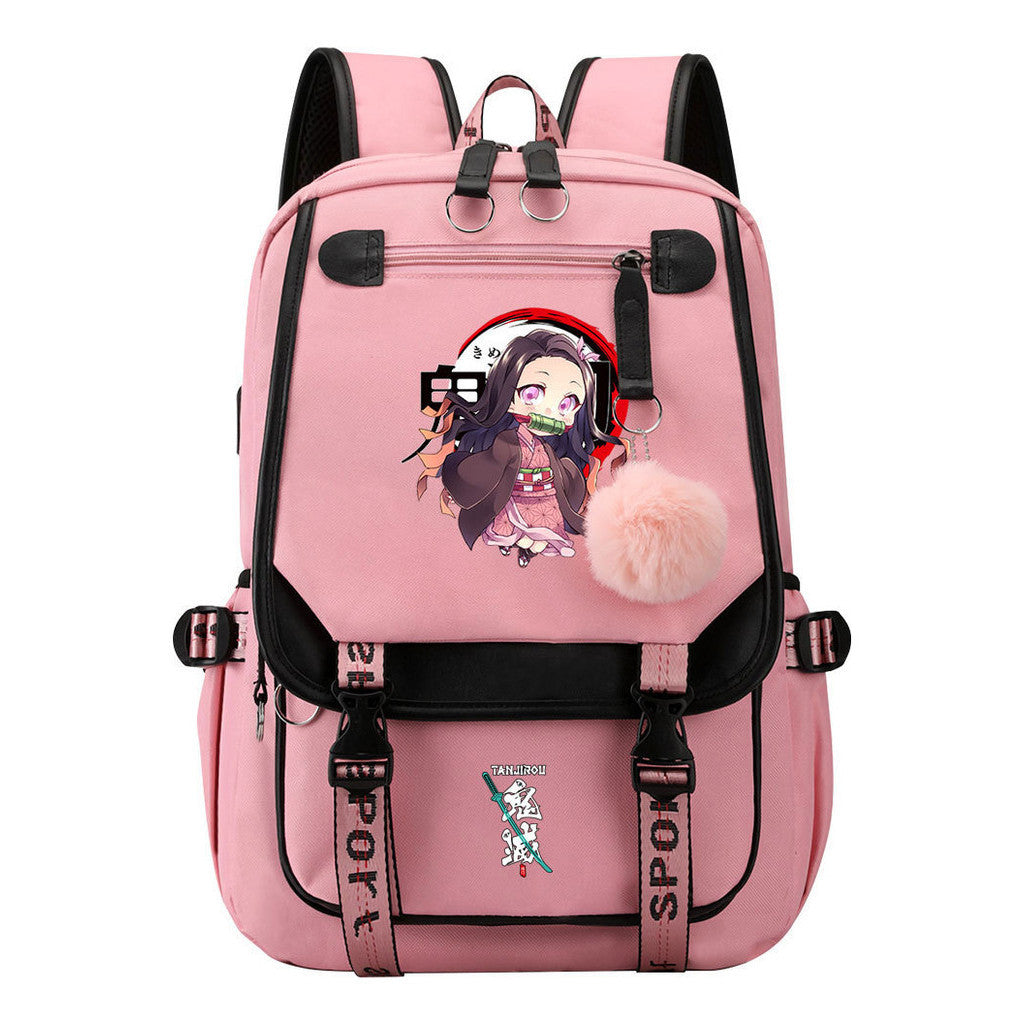 Cartoon Fashion Usb Student Backpack For Boy And Girl, Casual Woven Strap Flip Back Backpack